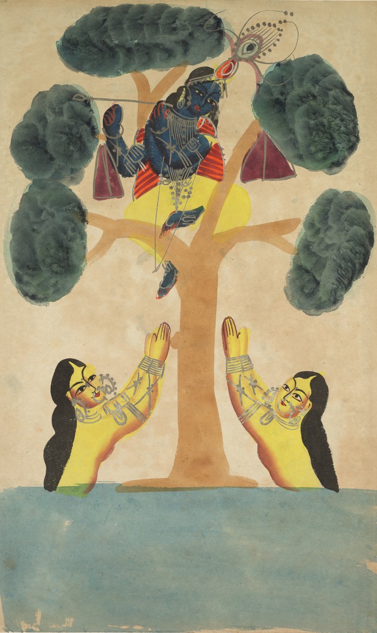 Krishna Kovboy Kızların Giysilerini Çalıyor Gopis, 1800