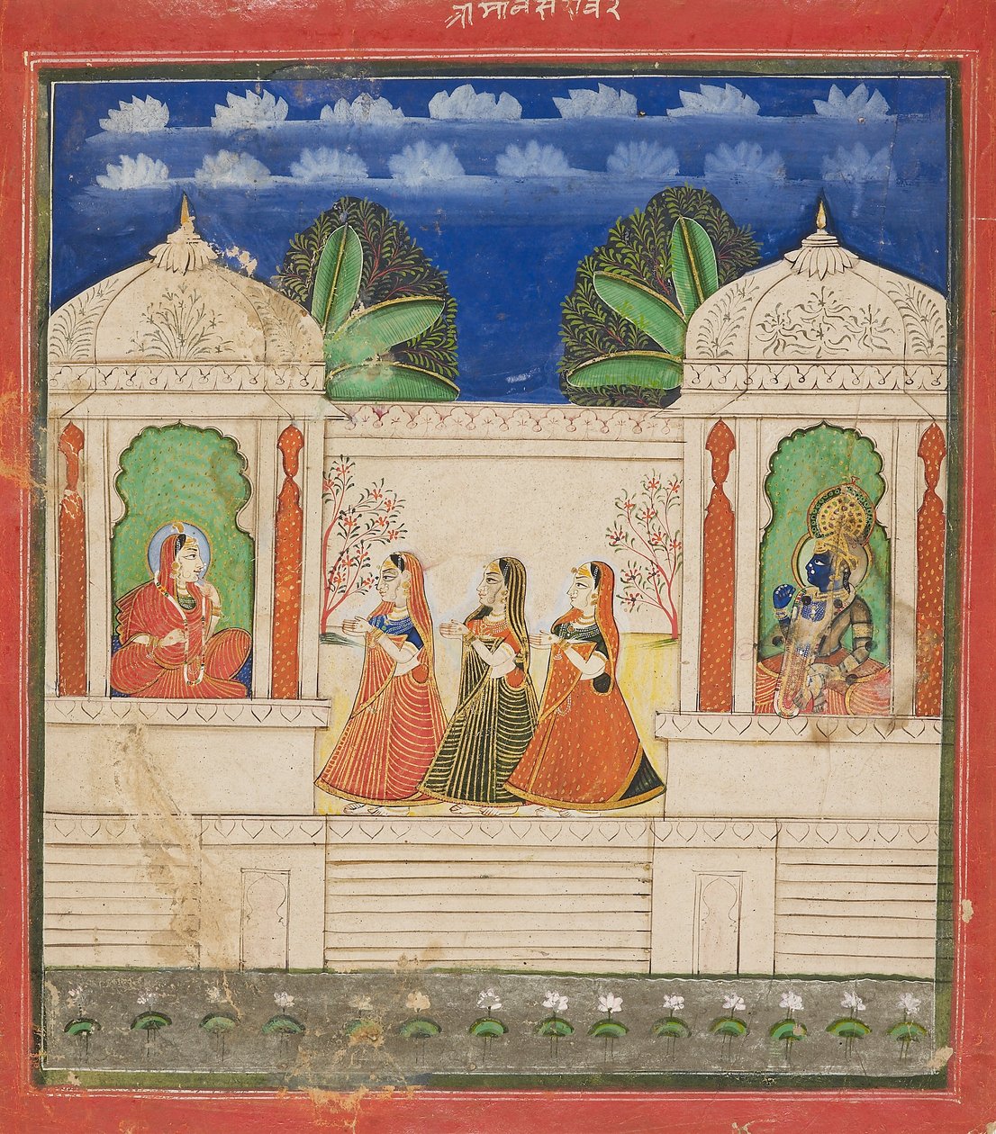 İki pavyonda Krishna ve Radha, 19. yüzyıl by Unbekannt
