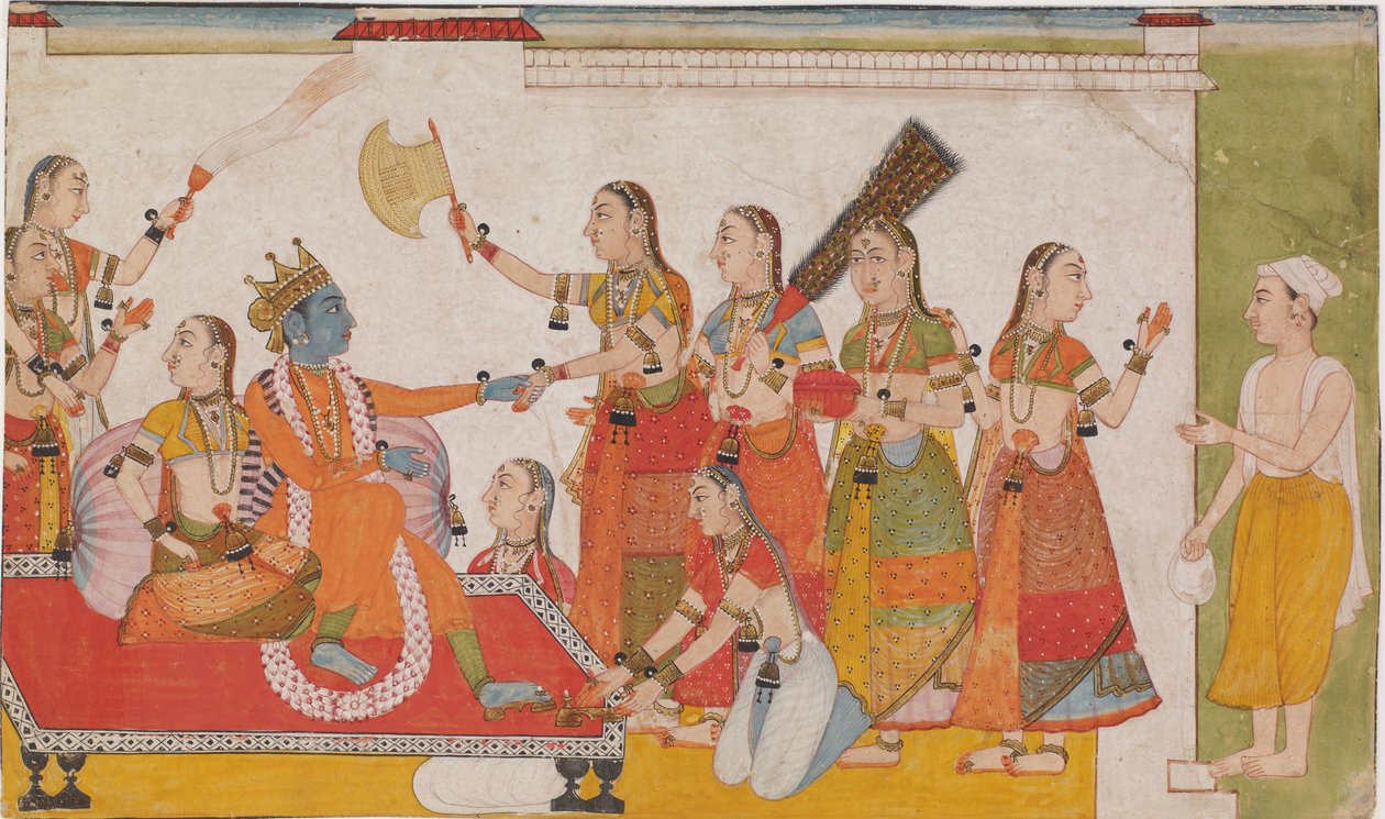 Krishna Hoş Geldiniz Sudama, From That Bhagavata Poorna, c. ೧೭೦೦. by Unbekannt