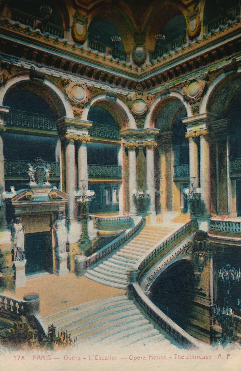 LOpéra Garnier - merdiven, Paris, c1920 by Unbekannt
