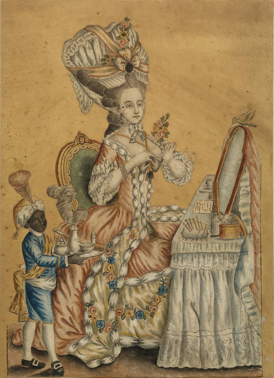 Siyah bir çocukla tuvalette kadın, 1770