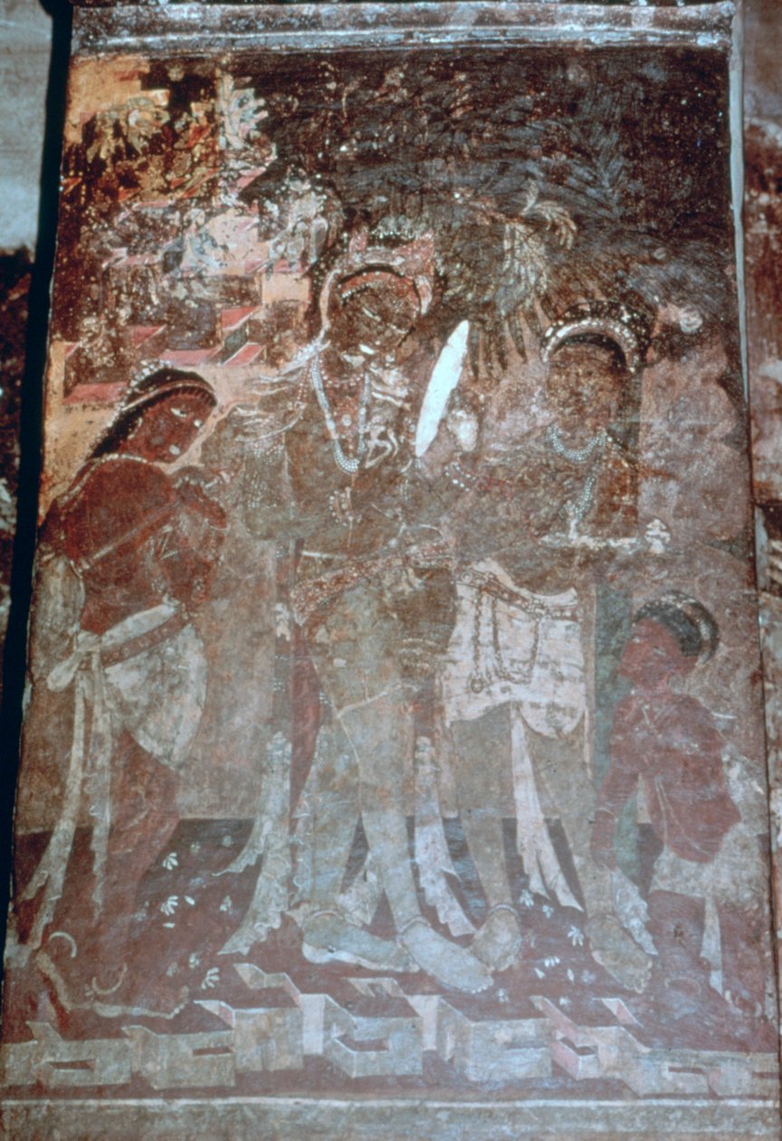 Bayan tuvaletinde, mağara freski, Ajanta, Hindistan. 1-5. yüzyıl. 20. yüzyıl by Unbekannt