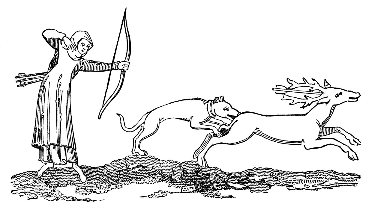 Bir tazı ile avlanan kadın, 14. yüzyıl, 1833 by Unbekannt