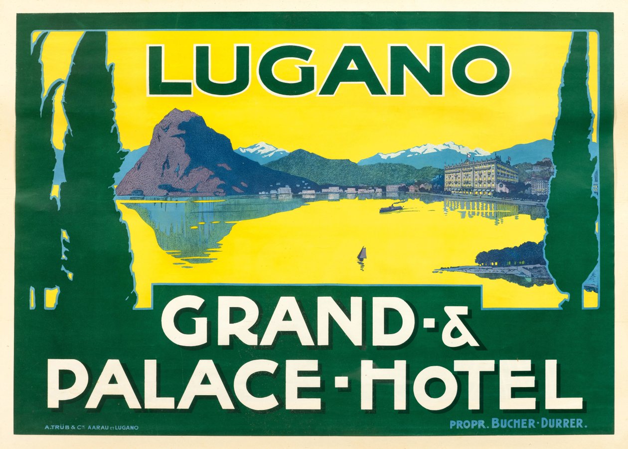 Lugano Gölü. Grand ve Palace Otel, c. 1925. by Unbekannt