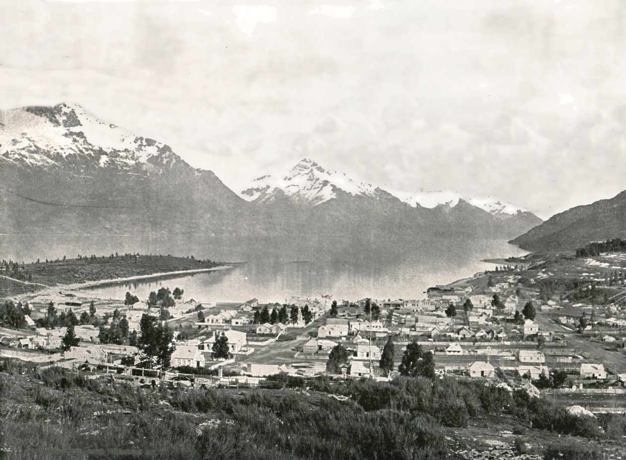 Wakatipu Gölü ve dağlar, Queenstown, Yeni Zelanda, 1895. by Unbekannt