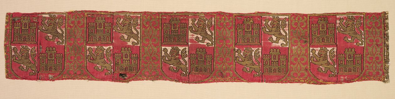 Kraliyet Hıristiyan cübbesinden Kastilya ve Leon hanedanlık armaları ile Lampas, 1200-1325. by Unbekannt