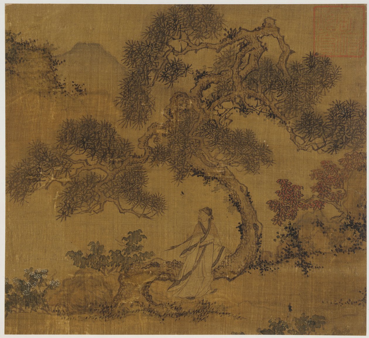 Manzara: çamın altında bir adam, Ming hanedanı, 1368-1644. by Unbekannt