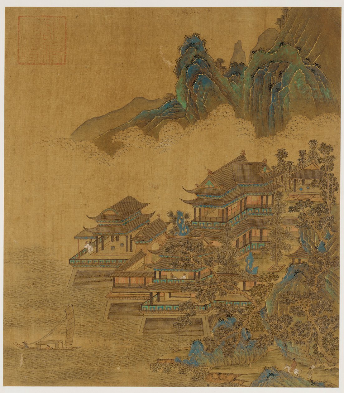 Manzara: göl ve dağlar arasında bir saray, Ming veya Qing hanedanı, 17. yüzyıl. by Unbekannt