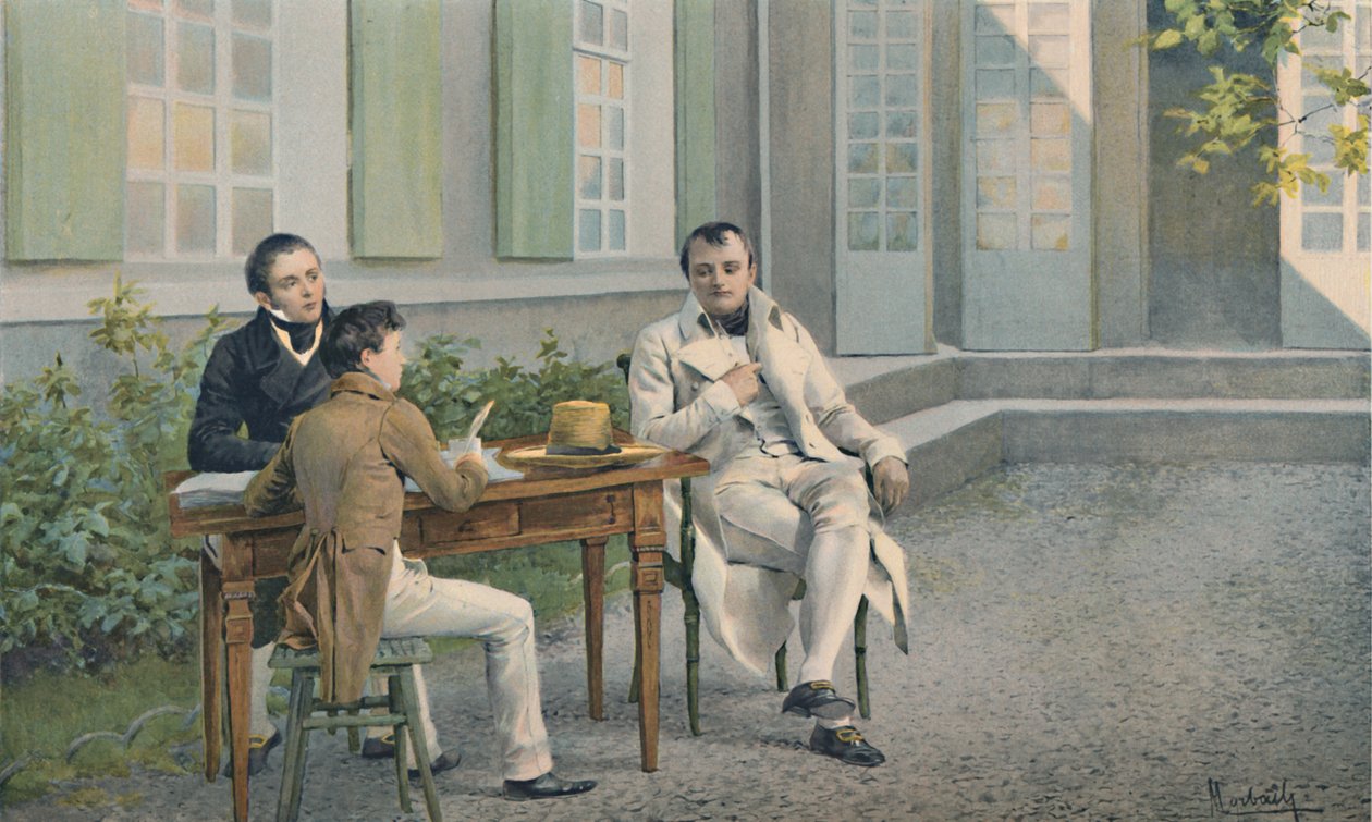 Las Casas ve Oğlu, Diktesi Altında Napolyon Tarihini Yazıyor, c1815, 1896. by Unbekannt