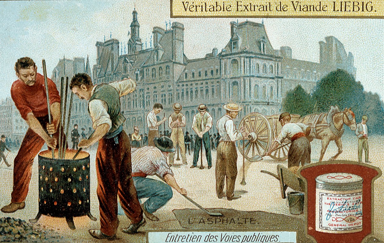 Paris caddesinde asfalt bazlı bir yüzey döşemek, c1900 by Unbekannt