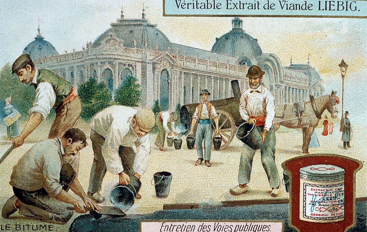 Paris caddesinde bitümlü yol yüzeyi döşemek, c1900 by Unbekannt