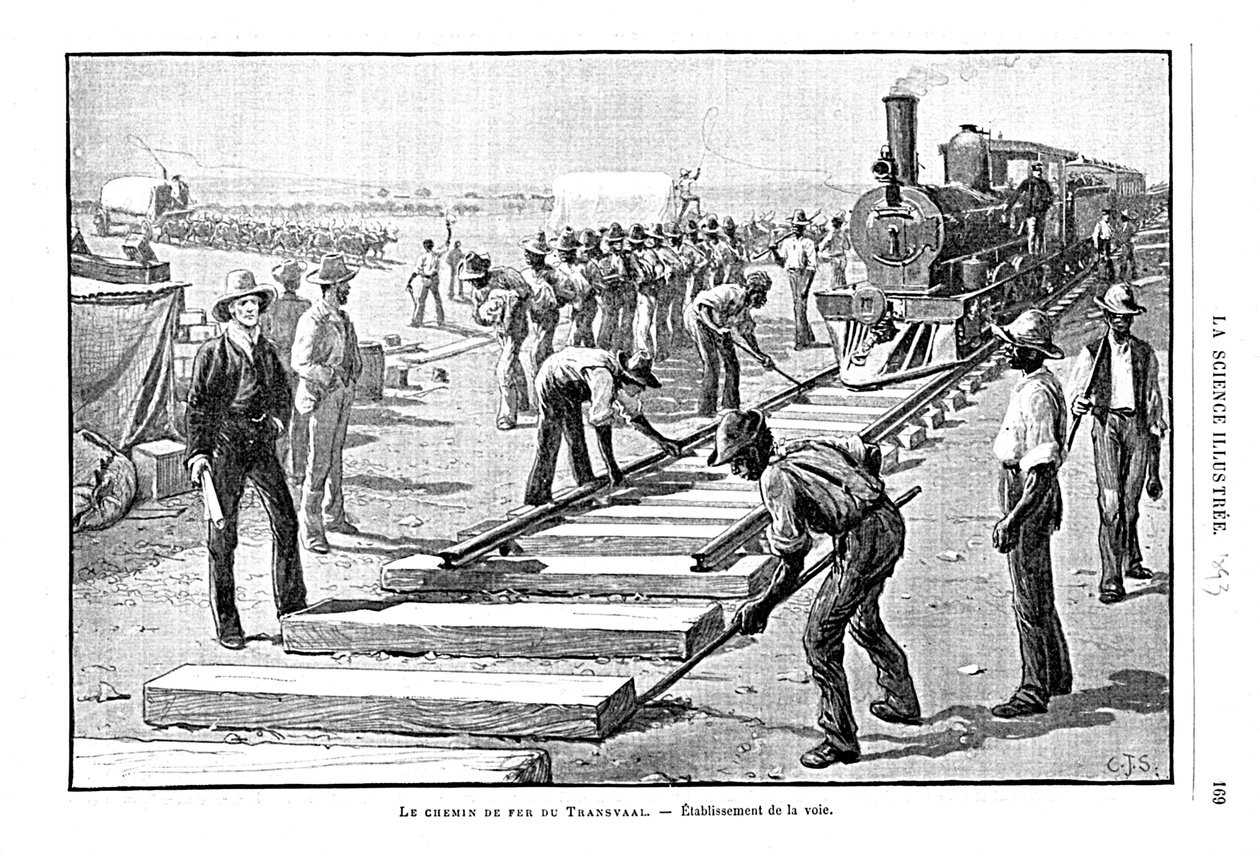 Transvaal Demiryolunda travers ve rayların kalıcı olarak döşenmesi, Güney Afrika, 1893 by Unbekannt