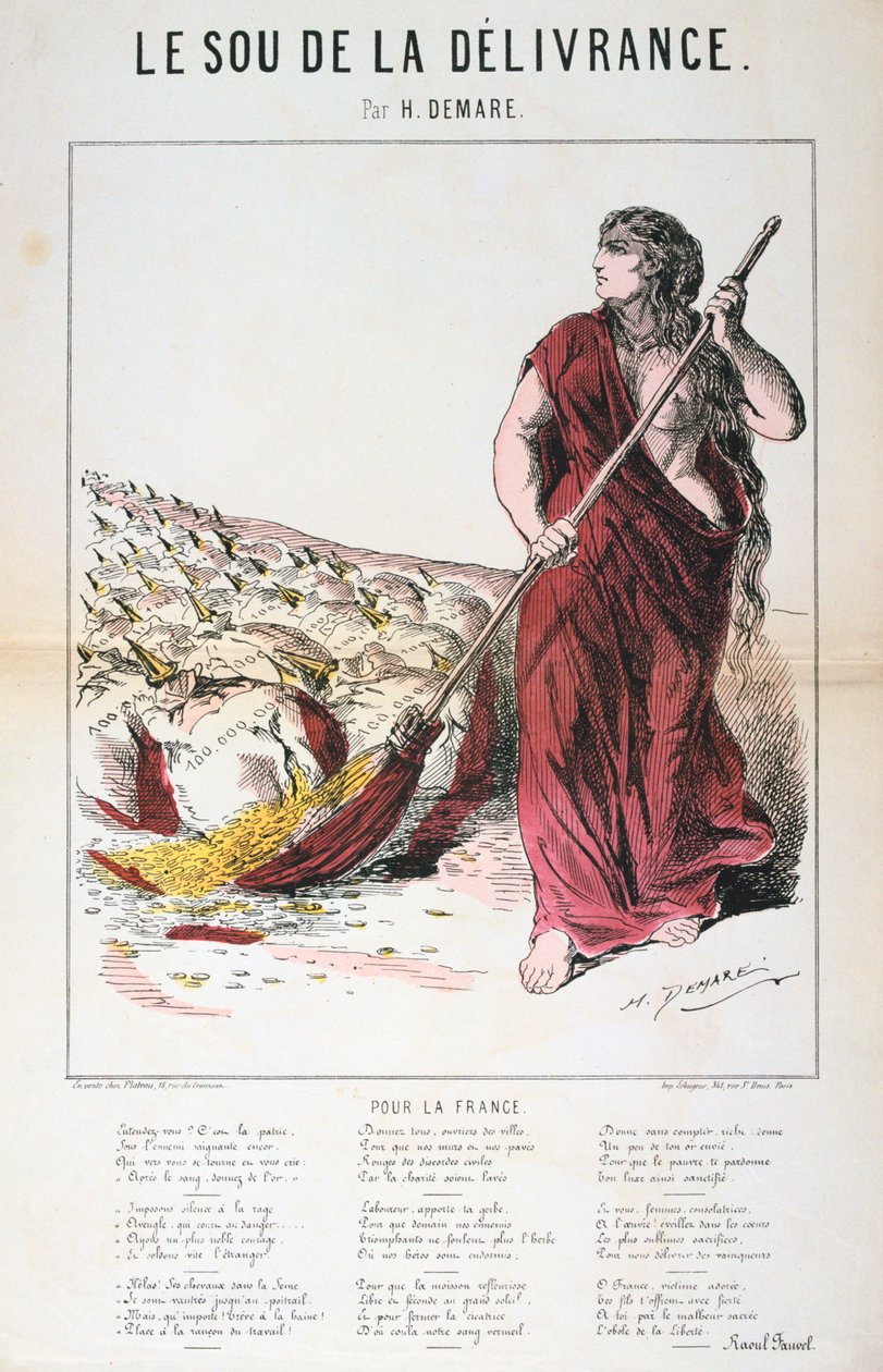 Le Sou de la Delivrance karikatürü ve şarkı sayfası, Fransa-Prusya Savaşı, 1870-1871 by Unbekannt