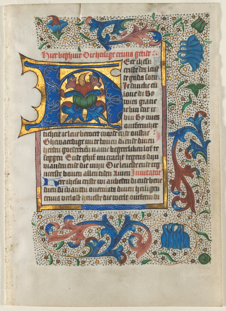 Saatler Kitabından Kesilmiş Yaprak: Süslü Baş Harf H, c. 1470-1480. by Unbekannt