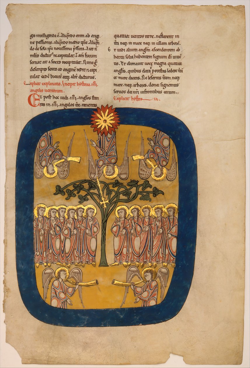 Bir Beatus El Yazmasından Yaprak: Melekler Dört Rüzgarı Kısıtlar..., yaklaşık. 1180. by Unbekannt