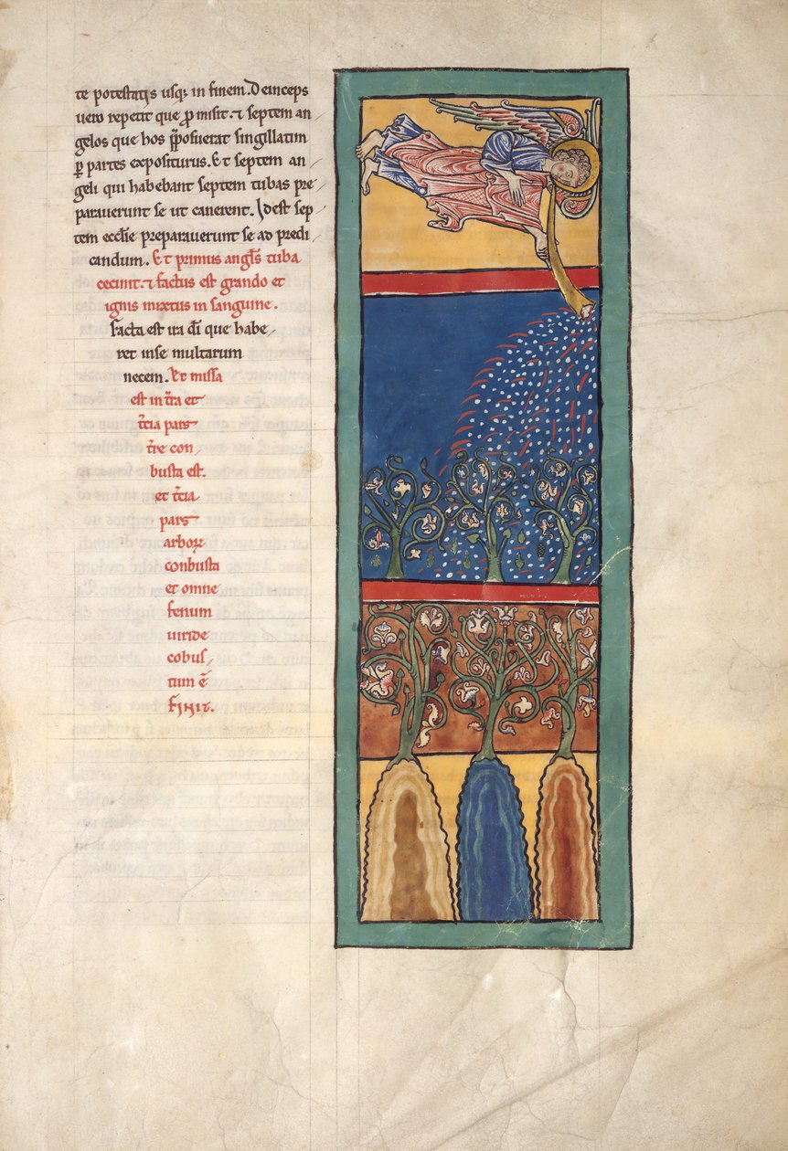 Bir Beatus El Yazmasından Yaprak: İlk Melek Trompet Çalıyor..., yakl. 1180. by Unbekannt