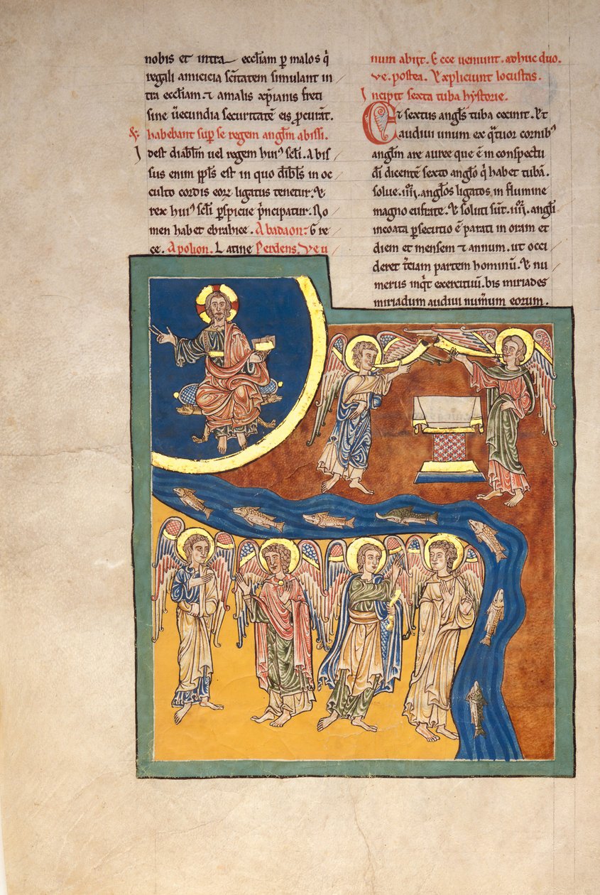 Bir Beatus El Yazmasından Yaprak: Altıncı Melek Dört Meleği Teslim Ediyor..., yakl. 1180. by Unbekannt
