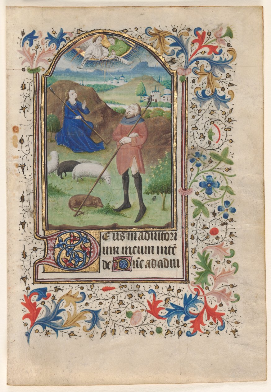 Saatler Kitabından Bir Yaprak: Çobanlara Müjde, c. 1460. by Unbekannt