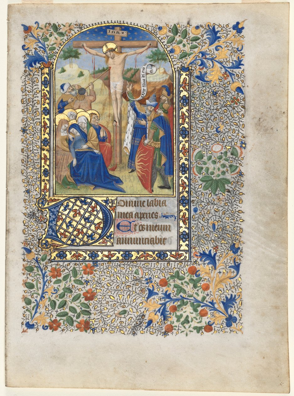 Saatler Kitabından Bir Yaprak: Haçın Çarmıha Gerilme Saatleri, c. 1435. by Unbekannt