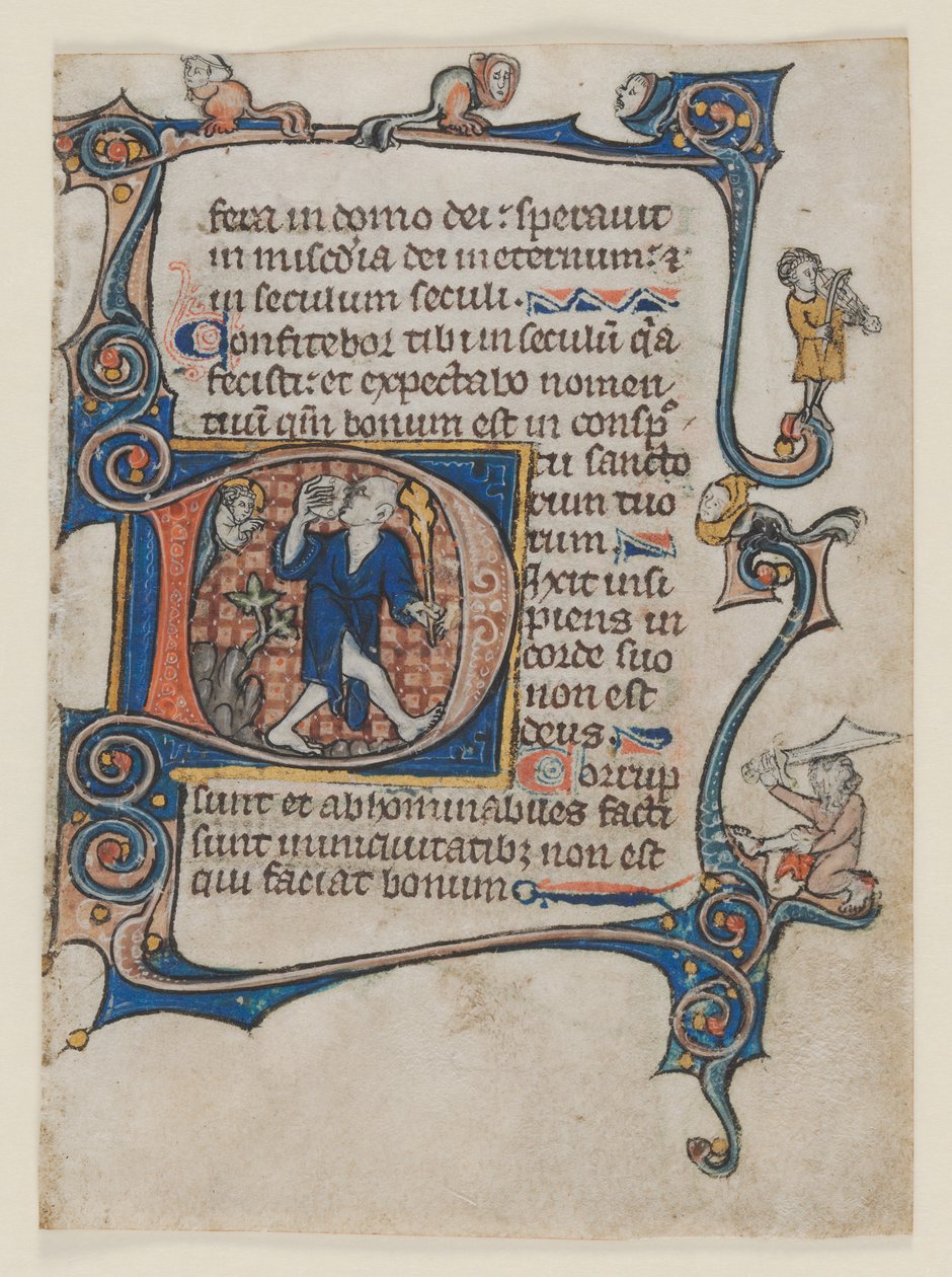 Bir Mezmurdan Yaprak: İlk D: Tanrı Tarafından Azarlanan Bir Aptal, c. 1300-1320. by Unbekannt