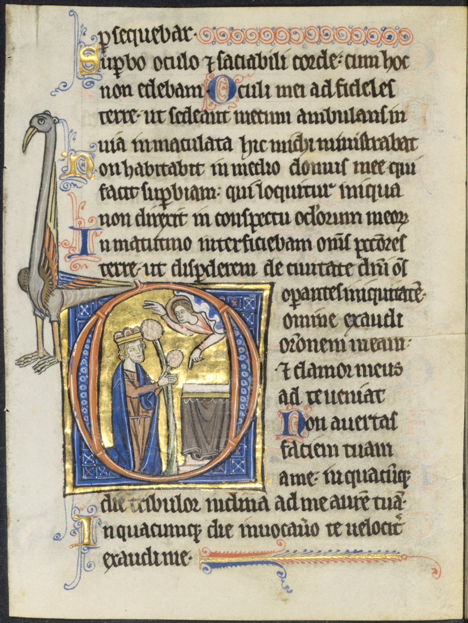 Bir Mezmurdan Yaprak: İlk D: Bir Sunağın Önünde Dua Eden Davut ve Buluttaki Mesih..., c. 1270-12 by Unbekannt