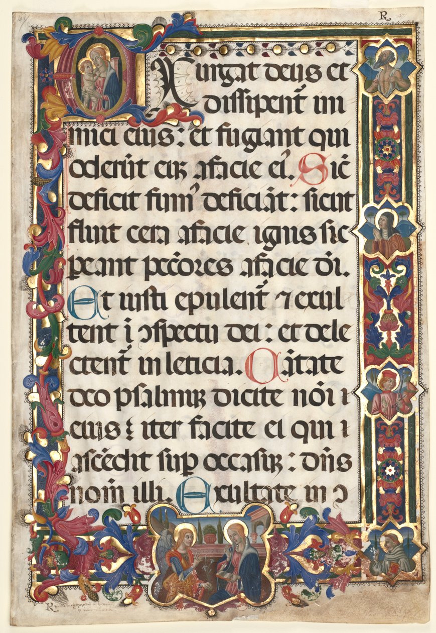 Madalyon Müjdesi, SS ile Tam Kenarlı Bir Zeburdan Yaprak. Jerome, Clare..., 1475. by Unbekannt