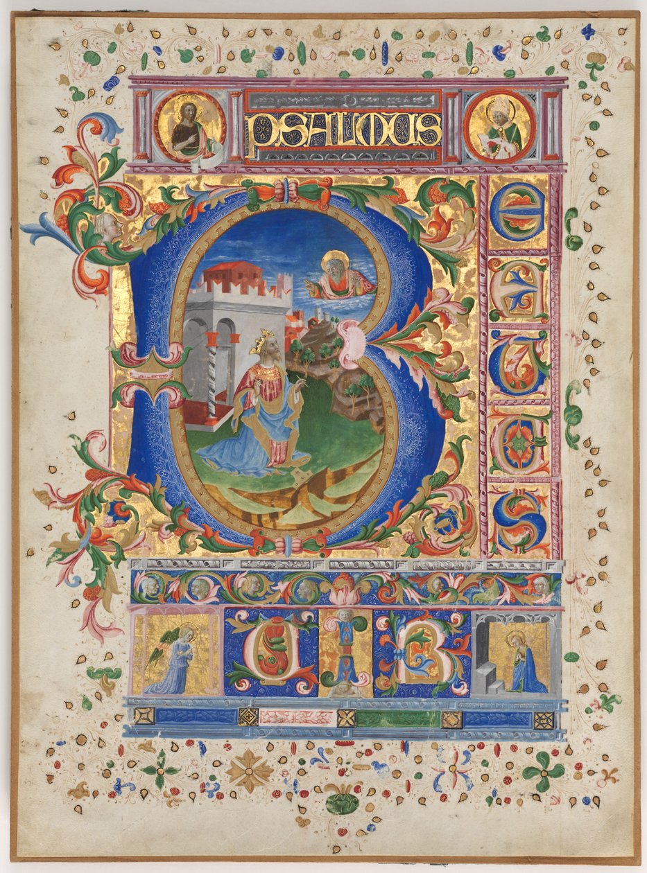 Tarihlendirilmiş İlk B: Kral David, c. 1450. by Unbekannt