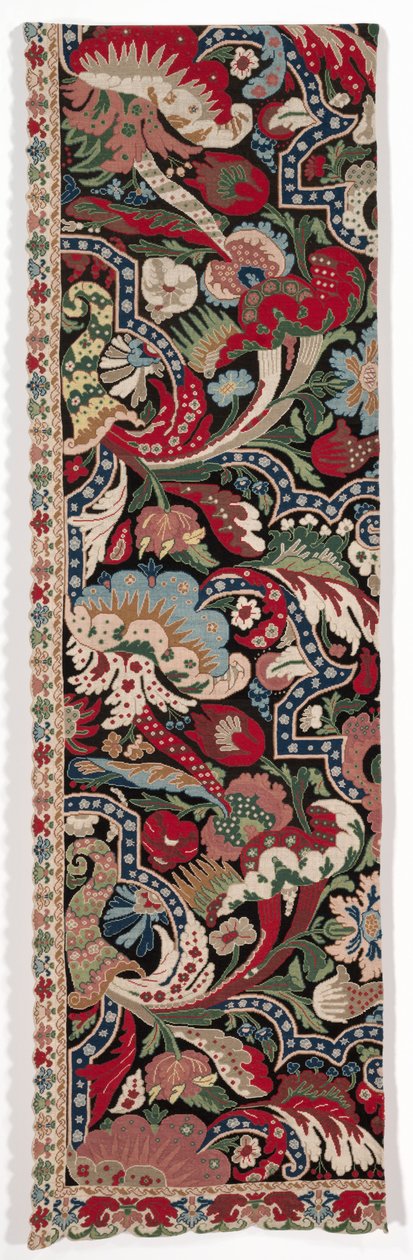 Tuhaf tarzda bir çift iğne işi yatak askısının sol yarısı, 1710-1720. by Unbekannt