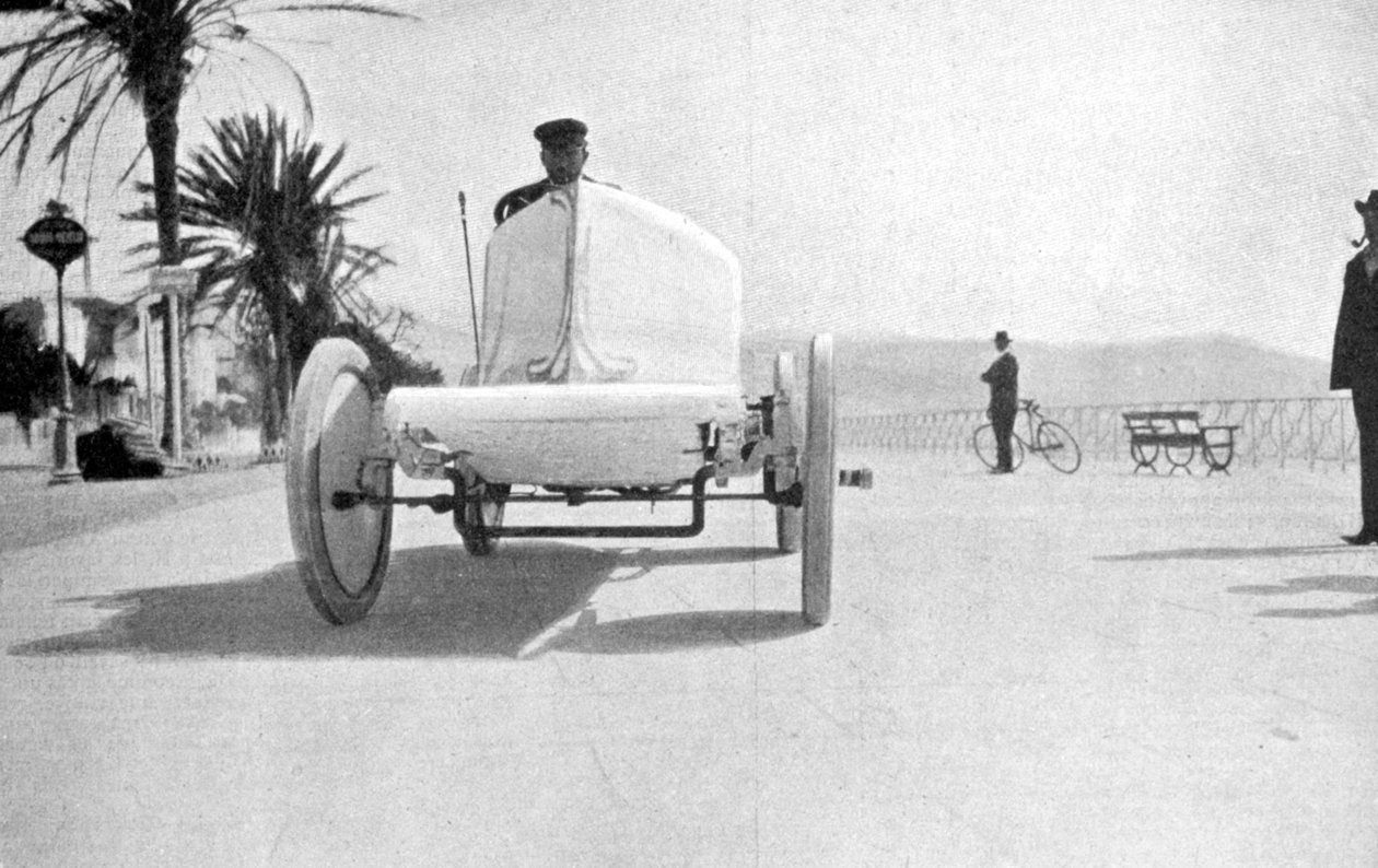 Leon Serpollet, Gardner-Serpollet buharlı arabasında, Nice, 1903 by Unbekannt