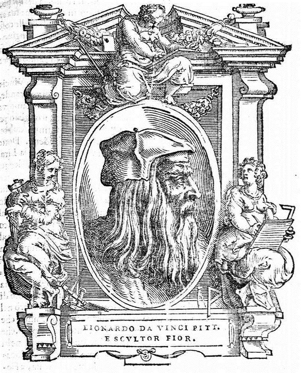 Leonardo da Vinci. Gönderen: Giorgio Vasari, En Mükemmel İtalyan Ressamlar, Heykeltıraşlar ve Mimarların Hayatları, 1568 by Unbekannt