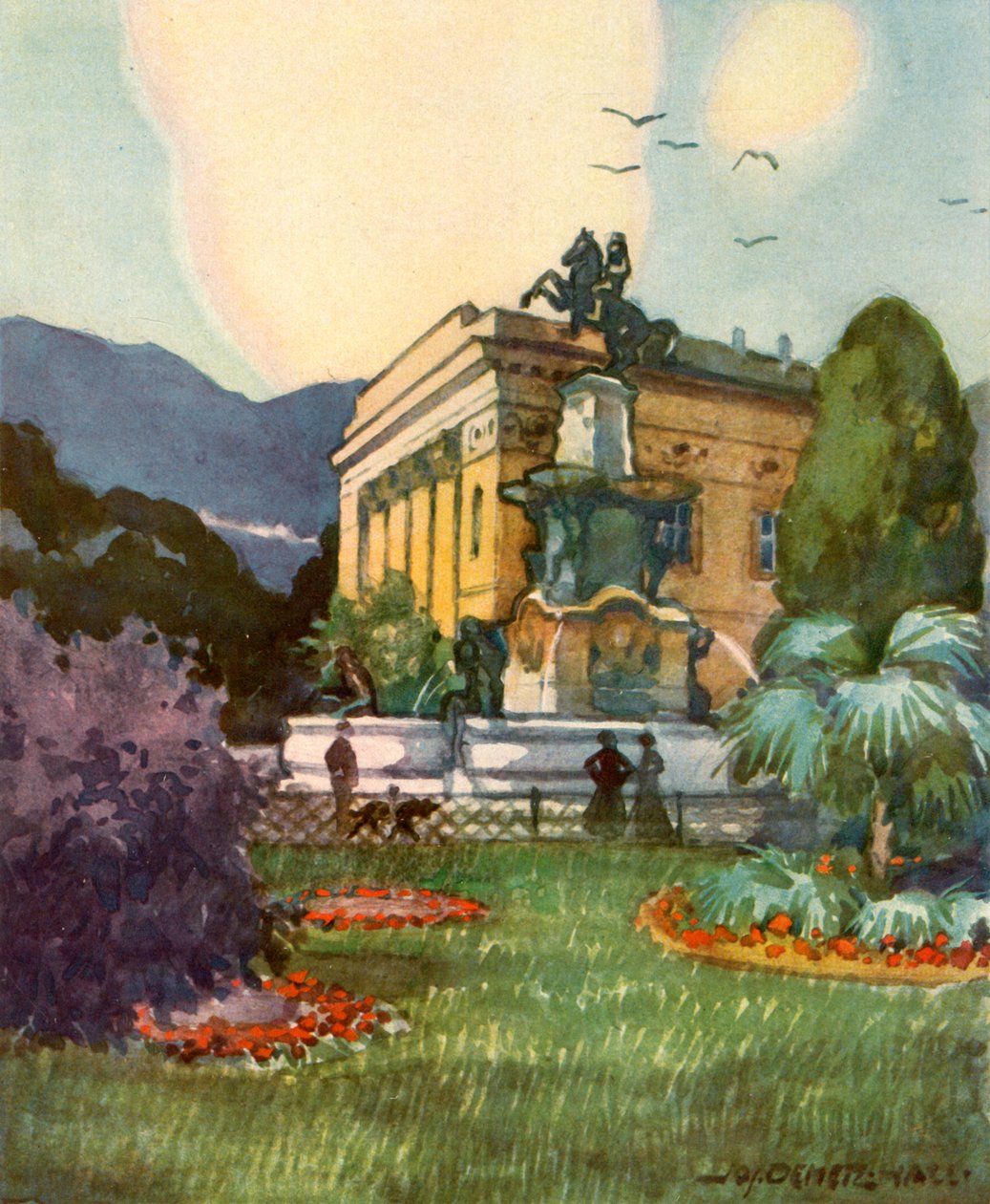 Leopoldsbrunnen und Stadttheater, Leopolds çeşmesi ve şehir tiyatrosu, c1929. by Unbekannt
