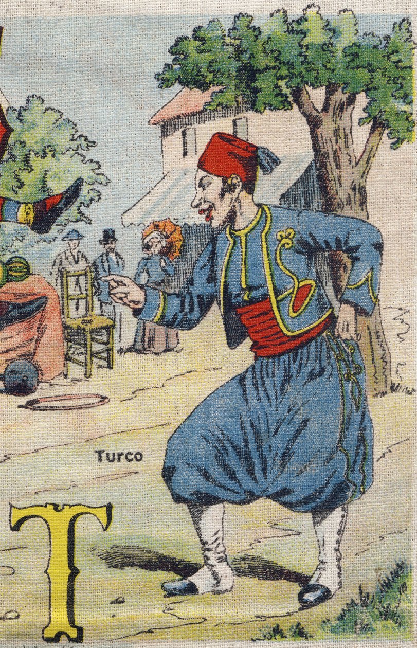 T harfi: Turko . Drolatik albüm. Kanvas üzerinde Albümler-chromo