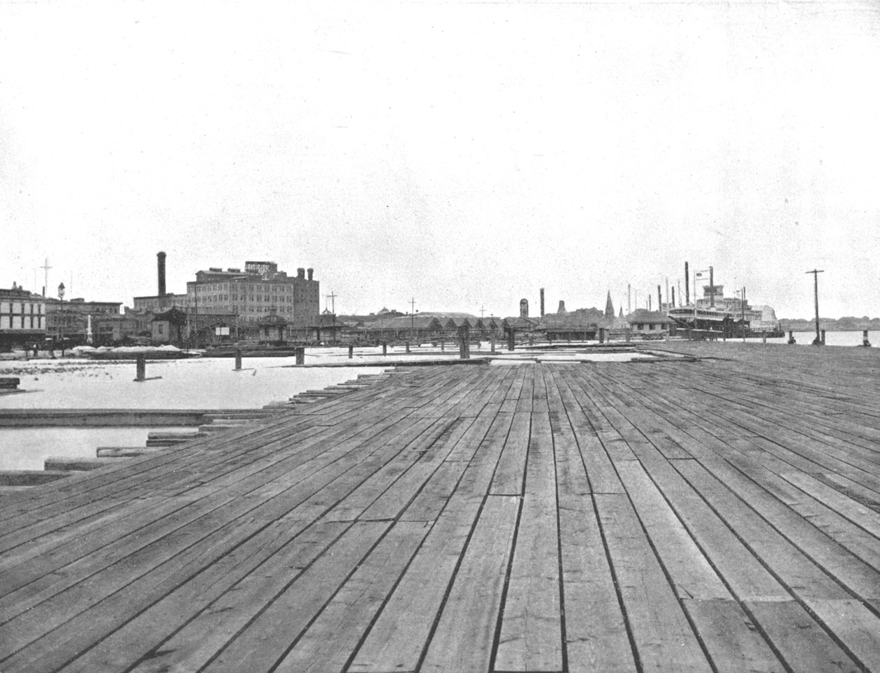 Levee ve Steamboat Landing, New Orleans, Louisiana, ABD, c1900. by Unbekannt