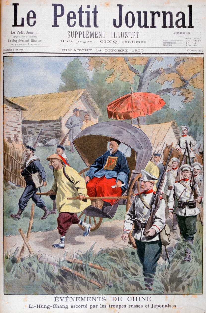 Rus ve Japon birlikleri tarafından eşlik edilen Li Hung-chang, Çin, 1900 by Unbekannt