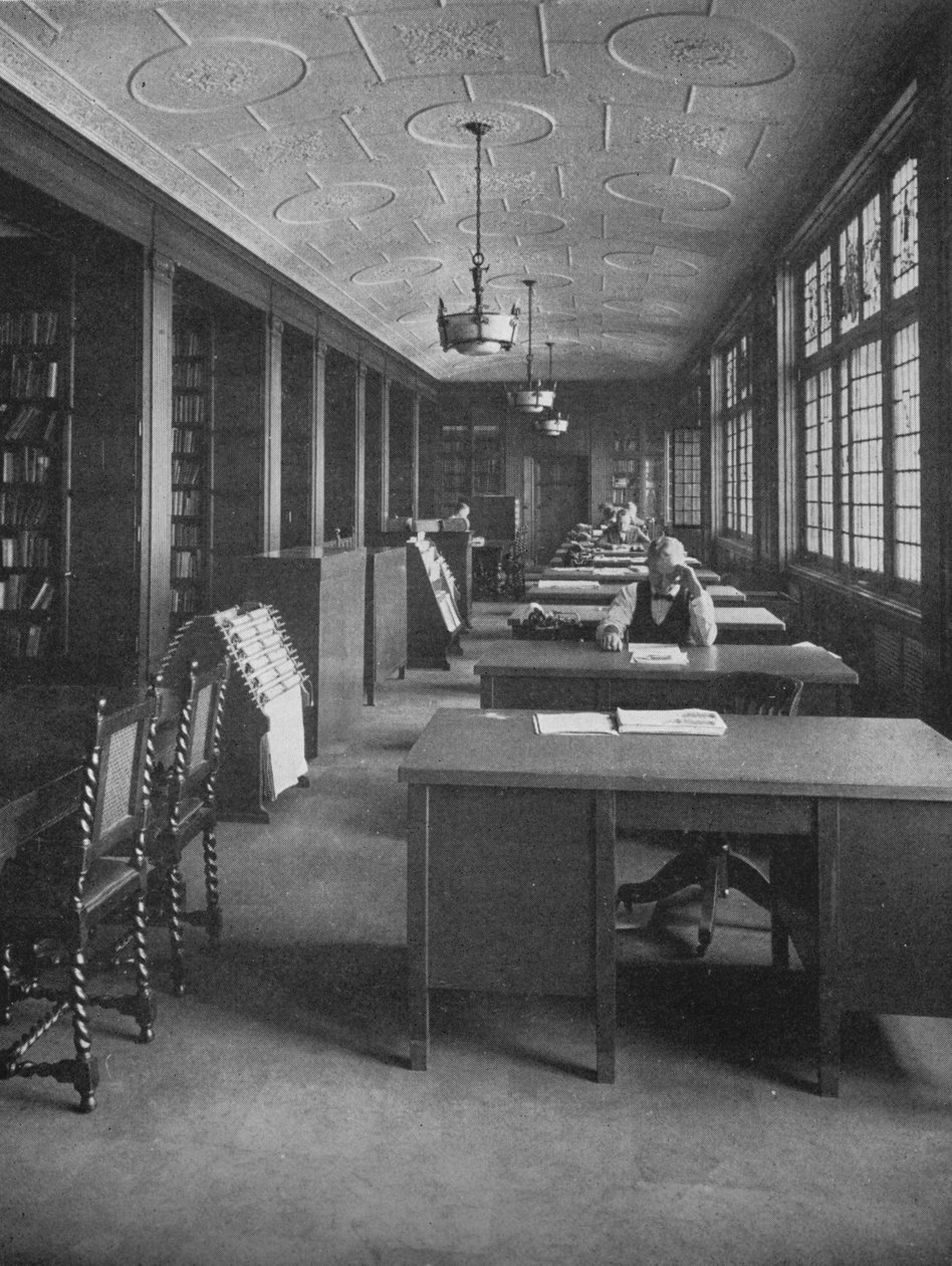 Kütüphane ve yazı işleri odası, The Evening News Building, Detroit, Michigan, 1924 by Unbekannt