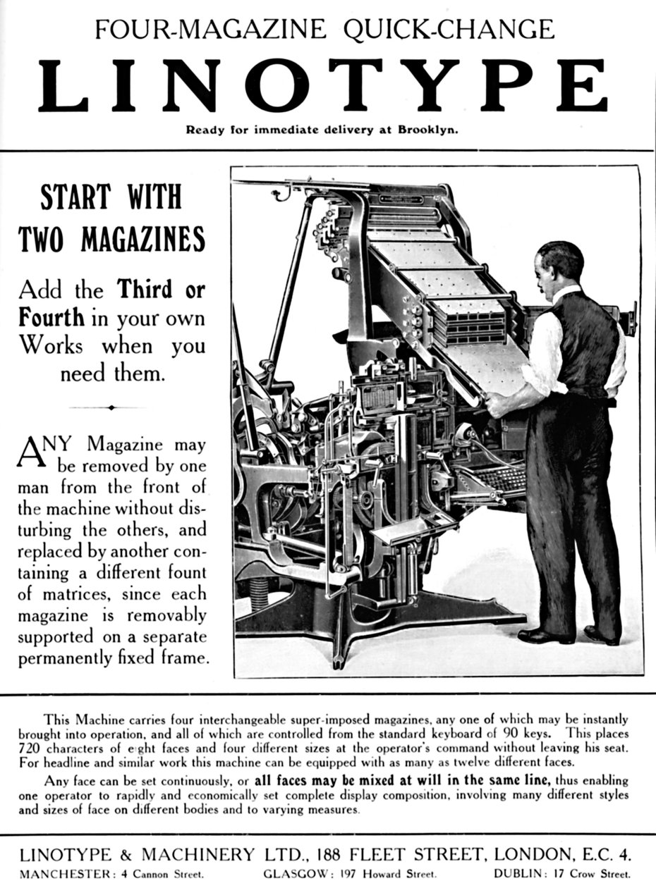Linotype & Machinery Ltd. reklamı, 1919 by Unbekannt