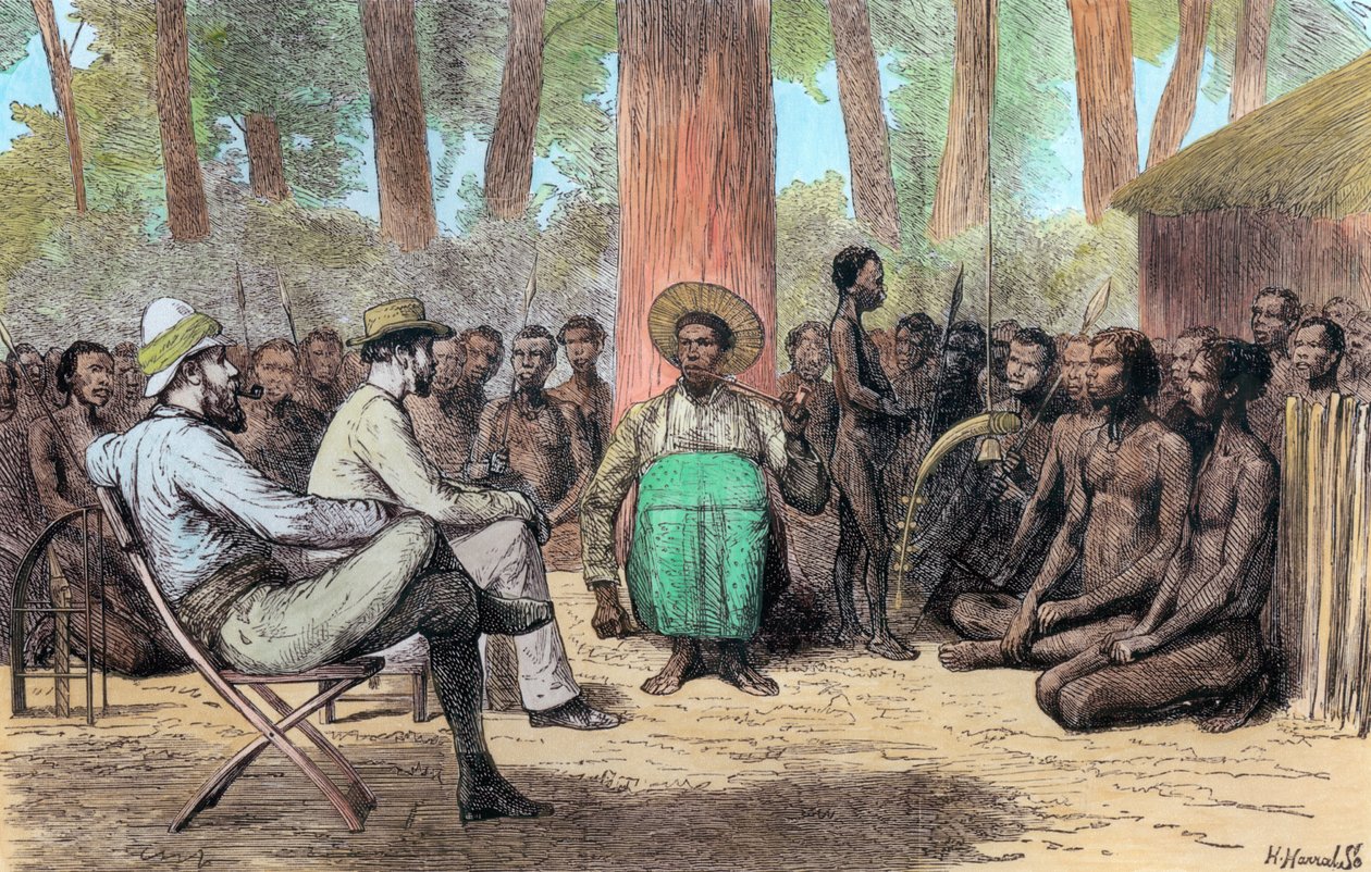 Katende tarafından Teğmen Verney Lovett Cameron resepsiyonu, 19. yüzyıl by Unbekannt