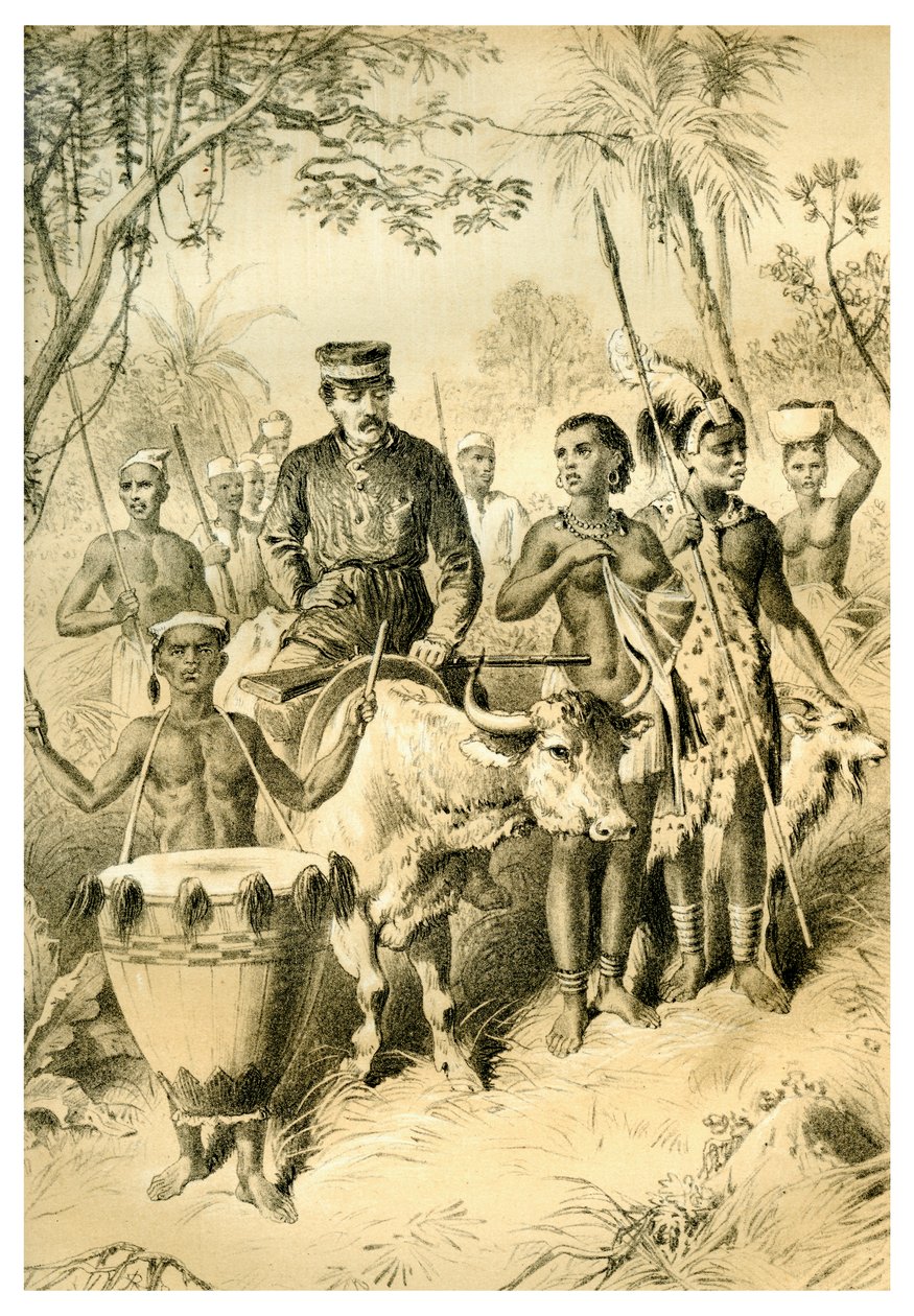 Ateşten Zayıflayan Livingstone, Shintes Kasabasına Eskort Edildi, c1854 1883 by Unbekannt