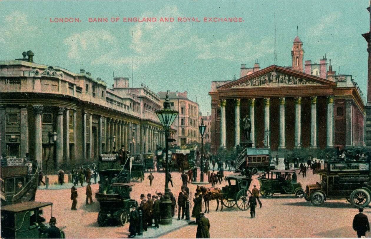 Londra, İngiltere Bankası ve Kraliyet Borsası, c1910 by Unbekannt