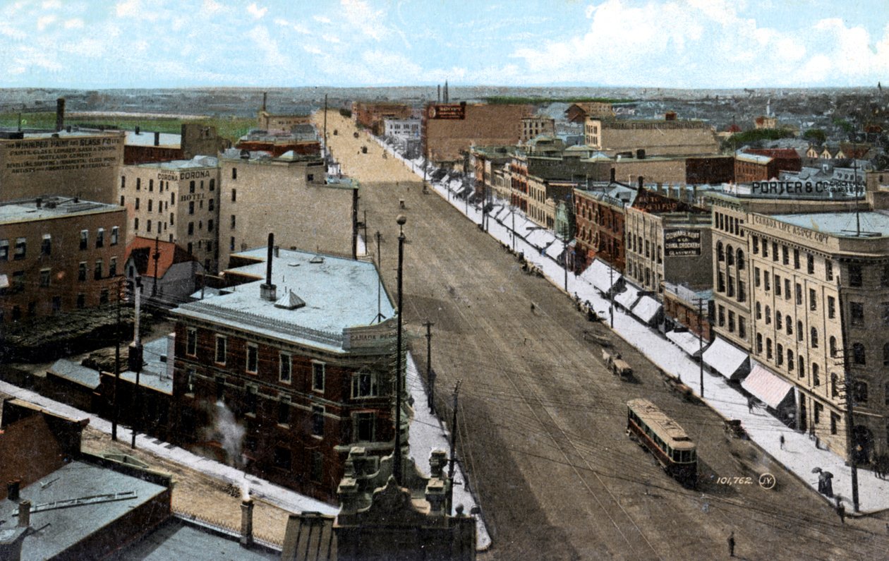 Winnipeg, Main Street boyunca kuzeye bakıyor. Manitoba, Kanada, c1900