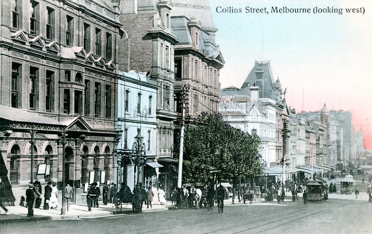 Collins Caddesi boyunca batıya bakmak, Melbourne, Avustralya, 1912 by Unbekannt