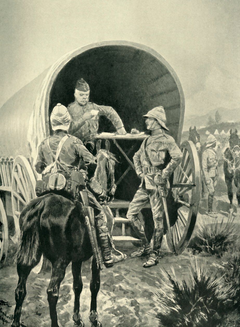 Lord Roberts Uyuduğu Taşıma Arabasında Sevkiyat Yazıyor, 1901. by Unbekannt