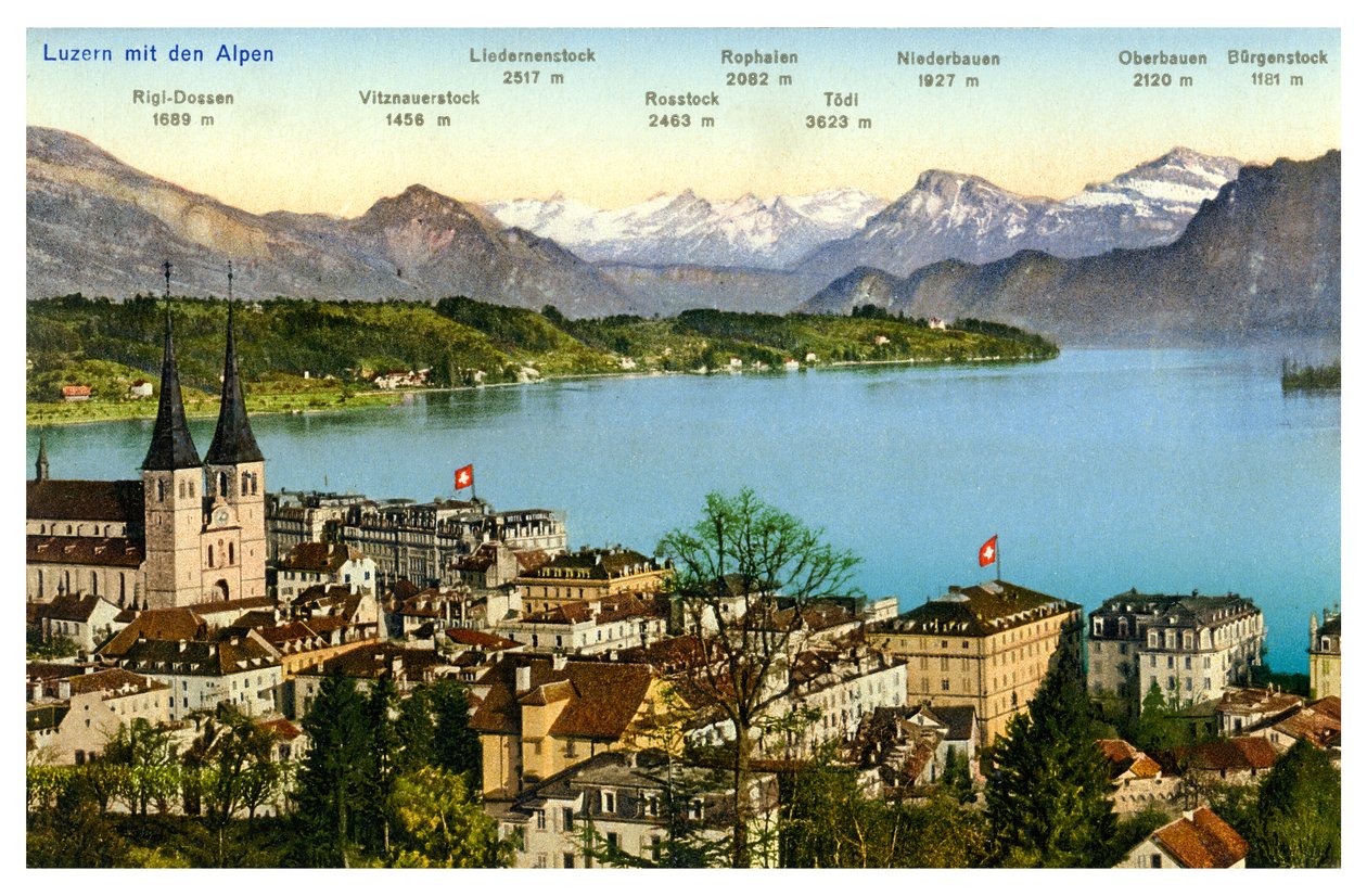 Luzern ve Alpler, İsviçre, 20. yüzyıl by Unbekannt
