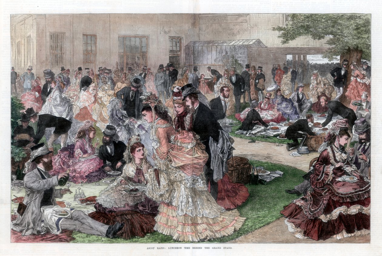 Büyük standın arkasındaki öğle yemeği zamanı, Ascot yarışları, 1872 by Unbekannt