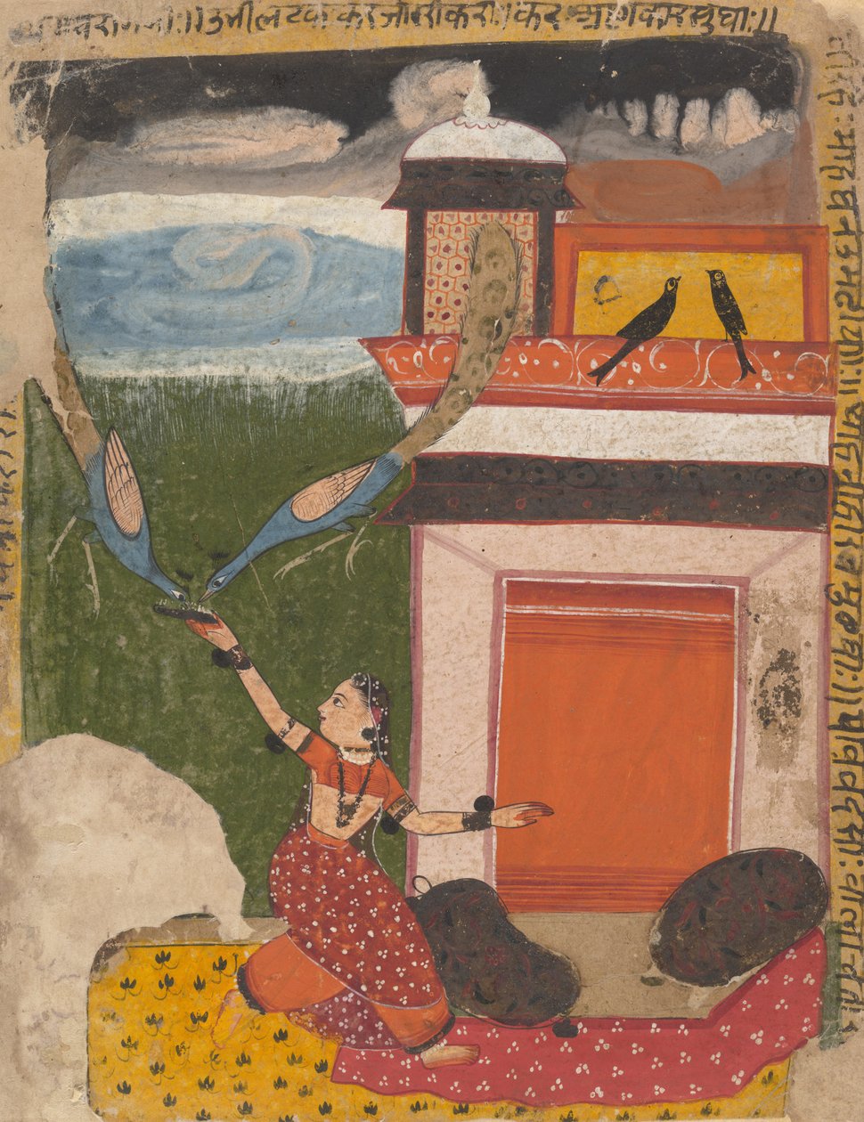 Madhumadhavai Ragini... Müzikal Modların Dağıtılmış Ragamala Serisi Çelenkinden, c1640-50. by Unbekannt