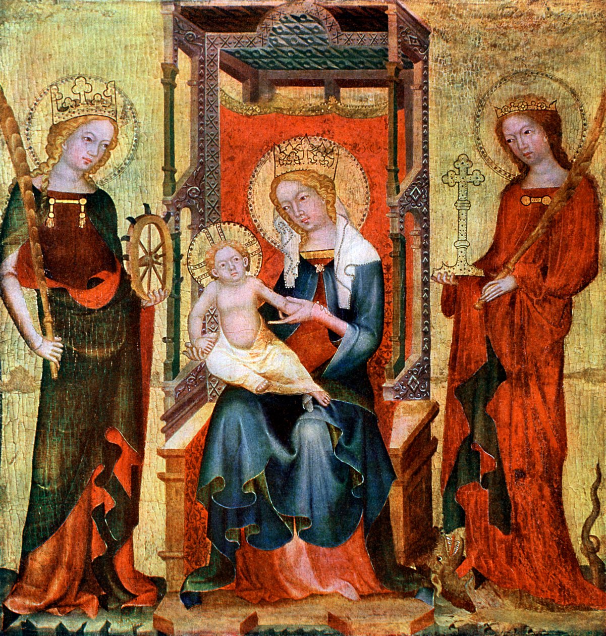Aziz Catherine ve Margaret Arasında Madonna, c1360 1955 by Unbekannt