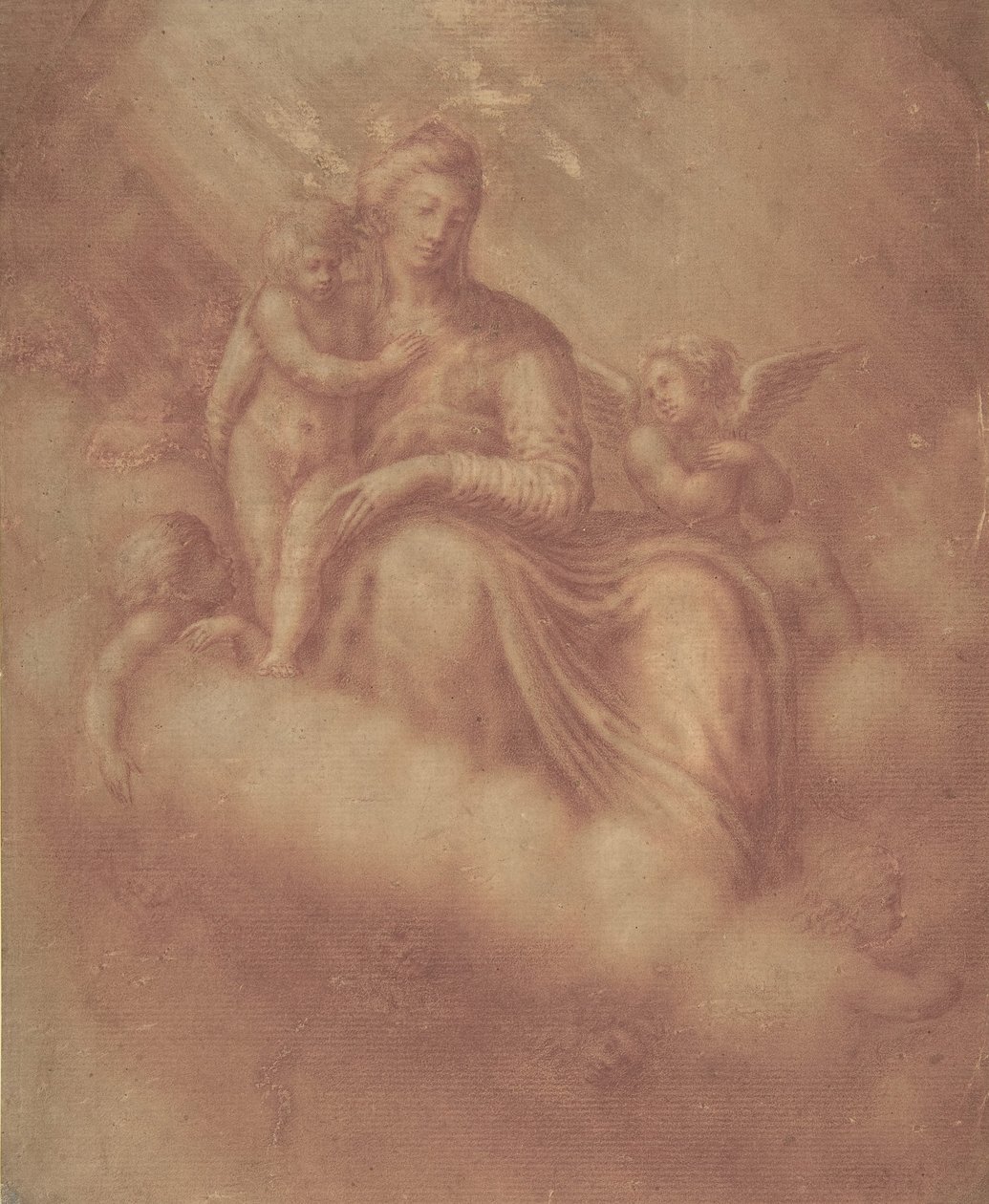 Bulutlar Arasında Madonna ve Çocuk, 16. yüzyıl. by Unbekannt