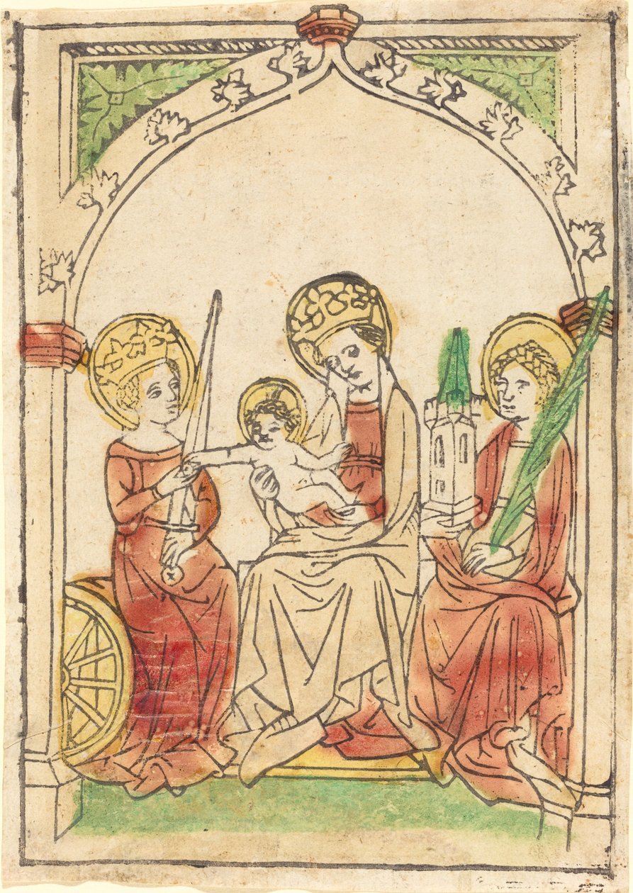 Aziz Catherine ve Barbara arasında Madonna, 14401460. by Unbekannt