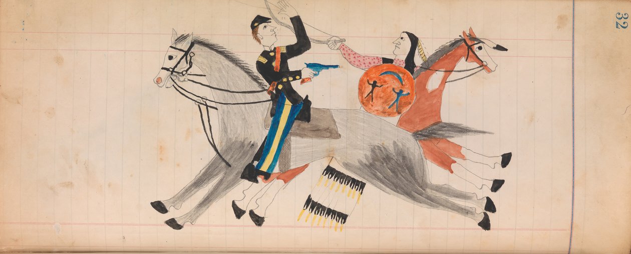 Maffet Ledger: Kızılderili ve at sırtında asker, M.Ö. 1874-81. by Unbekannt