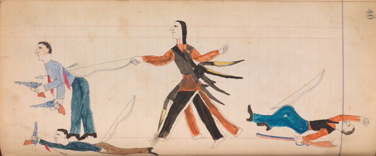 Maffet Ledger: Kızılderili ve üç beyaz adam, yaklaşık. 1874-81. by Unbekannt
